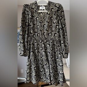 ba&sh Black and Cream Floral Long Sleeve Dress (size 3)